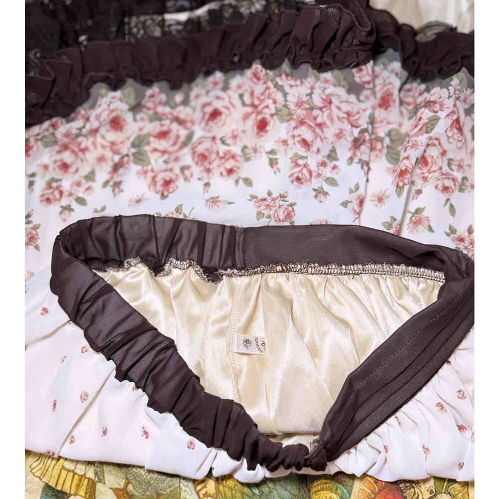 Axes Femme Floral Rose Frill Ruffle Ribbon Tie Skirt J Fashion Himekaji Coquette - Picture 7 of 13